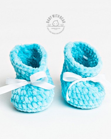 Crochet Baby Shoes BWB - Newborn Booties Blue