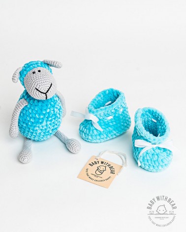 Crochet Baby Shoes BWB - Newborn Booties Blue