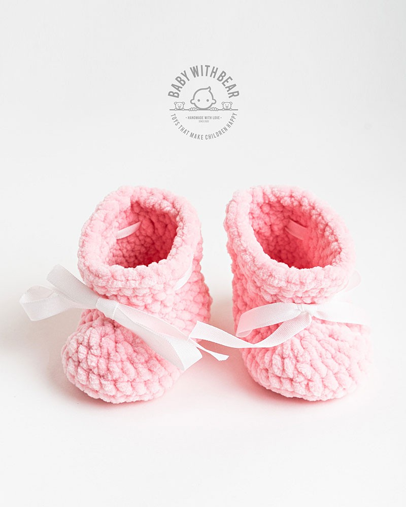 Crochet Baby Shoes BWB - Newborn Booties Pink