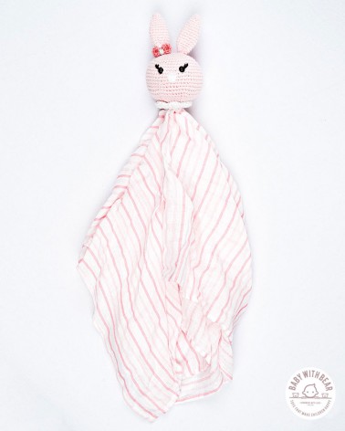 Crochet Baby Comforter Baby With Bear - Bunny Pink