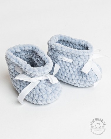 Crochet Baby Shoes BWB - UNISEX Newborn Booties Gray