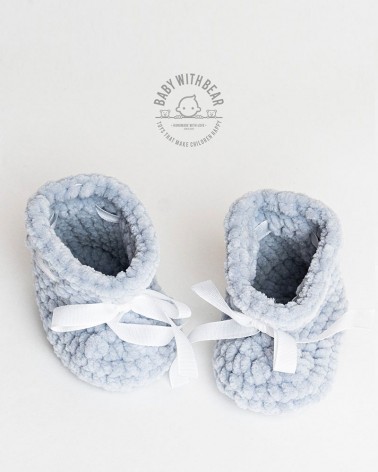 Crochet Baby Shoes BWB - UNISEX Newborn Booties Gray