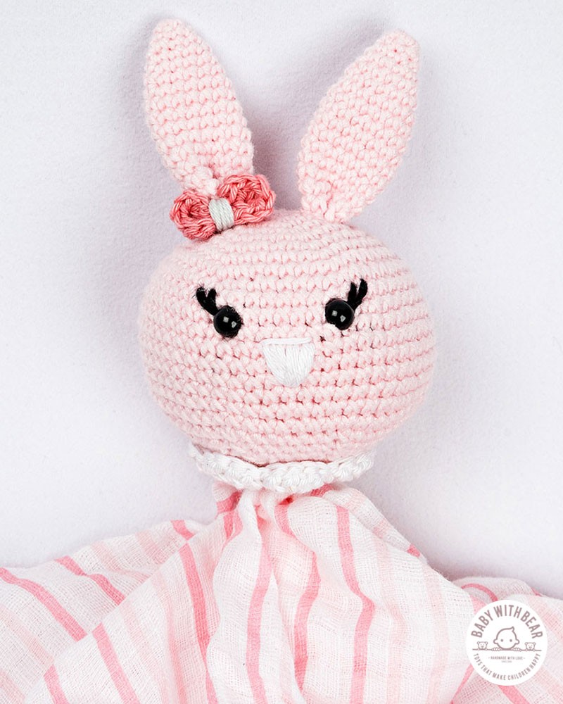 Crochet Baby Comforter Baby With Bear - Bunny Pink