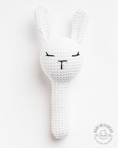 Crochet Hand Rattle - Bunny White