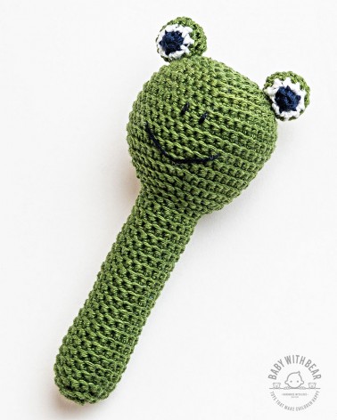 Crochet Hand Rattle - BWB - Frog Green