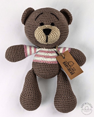 Amigurumi Gehäkelter Bär BWB - Bär Theo in T-Shirt Rosa