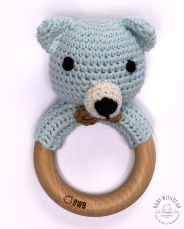 Crochet Rattle Ring BWB - Bear With Bow Teether