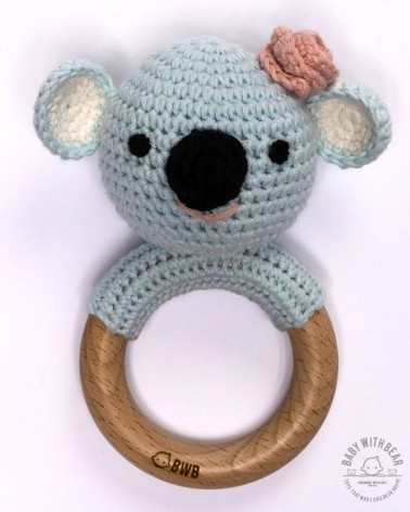 Crochet Rattle Ring BWB - Koala With Hat Teether