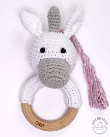 Crochet Rattle Ring BWB - Unicorn Teether