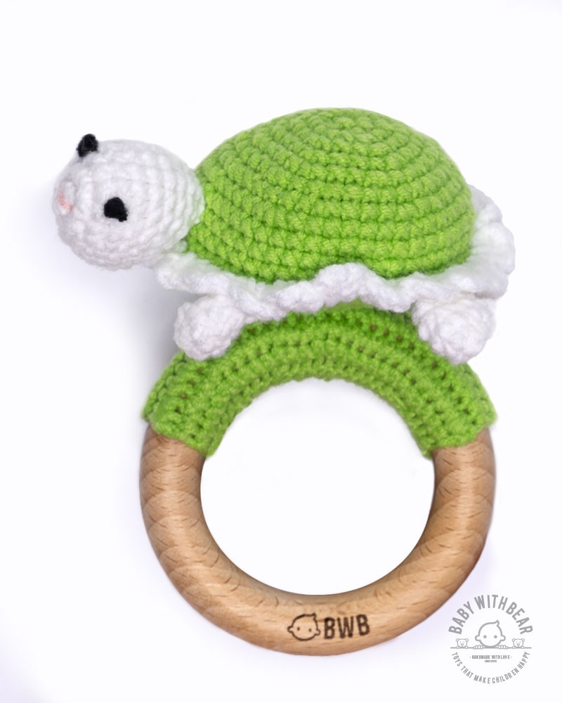Crochet Rattle Ring BWB - Turtle Teether