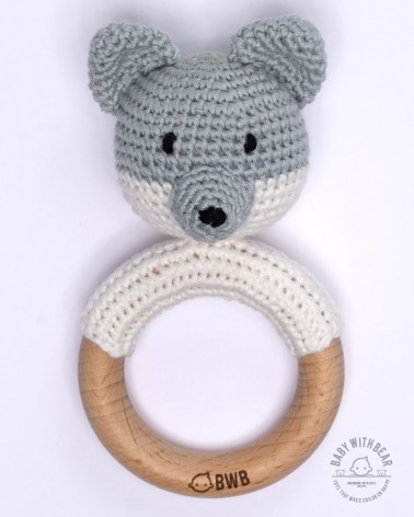 Crochet Rattle Ring BWB - Wolf Teether