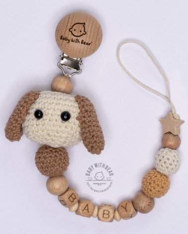 Personalised dummy clip / Pacifier chain - BWB - Dog