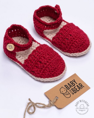 Gehäkelte Babyschuhe BWB - Sandalen Rot