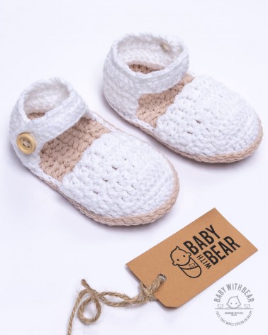 Gehäkelte Babyschuhe BWB - Sandalen Weiss