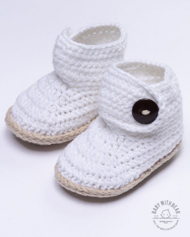 Crochet Baby Shoes BWB - Newborn Booties white