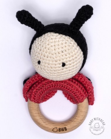 Crochet Rattle Ring BWB - Ladybug Teether