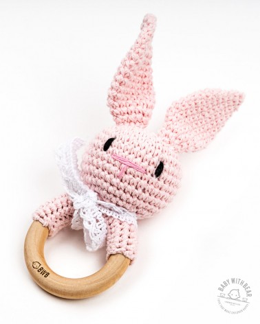Crochet Rattle Ring BWB - Bunny Teether (Pink)