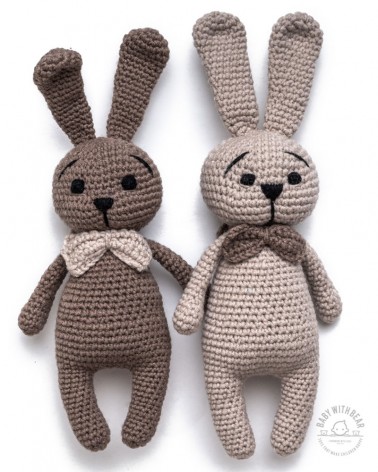 Amigurumi Bunny BWB - Bunny with Bow - Cream -Baby with Bear