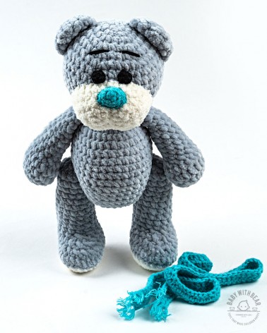 Amigurumi Teddy Bear BabyWithBear - Teddy Bear with Scarf Grey