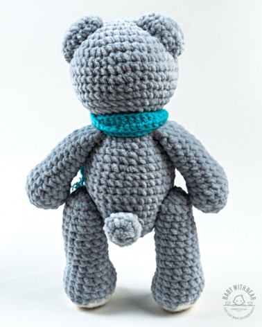 Amigurumi Teddy Bear BabyWithBear - Teddy Bear with Scarf Grey