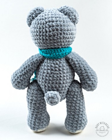 Amigurumi Teddy Bear BabyWithBear - Teddy Bear with Scarf Grey