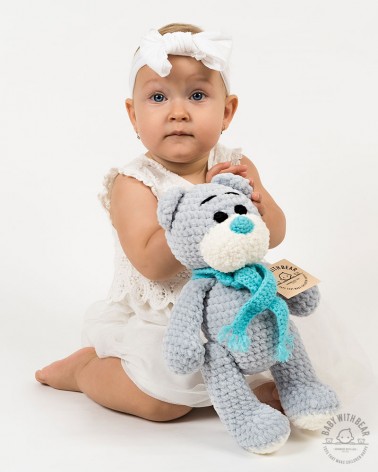 Amigurumi Teddy Bear BabyWithBear - Teddy Bear with Scarf Grey
