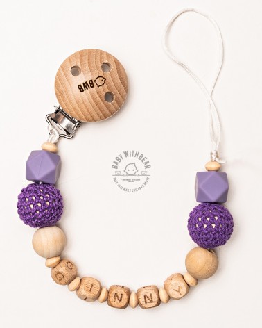 Personalised dummy clip / Pacifier holder - Baby With Bear