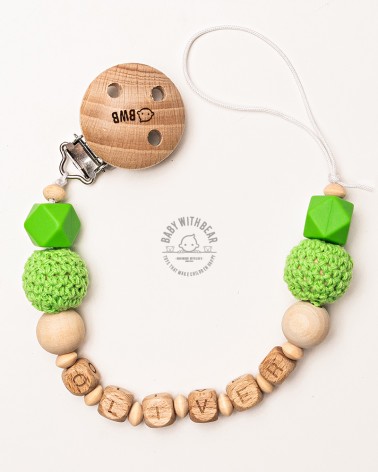 Personalised dummy clip / Pacifier holder - Baby With Bear
